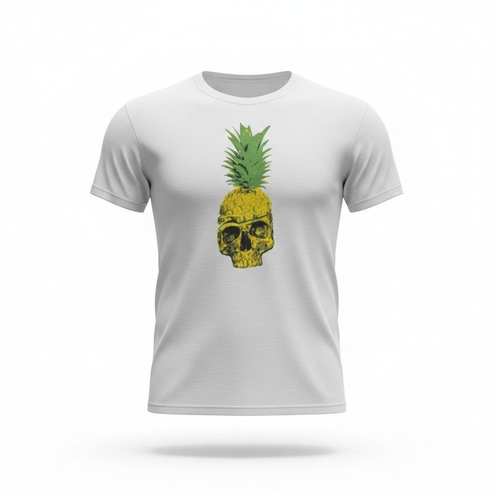 Robert Graham Skull Island T-Shirt Men M White Pineapple Skull Graphic Casual